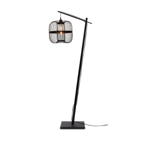 Vloerlamp Hokkaido L bamboe zw. h.176cm/kap h.38x25cm. zwart
